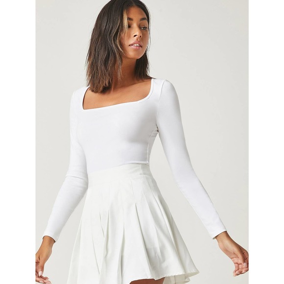 Long sleeve Square Neck Form Fitted Tee black - Picture 4 of 11